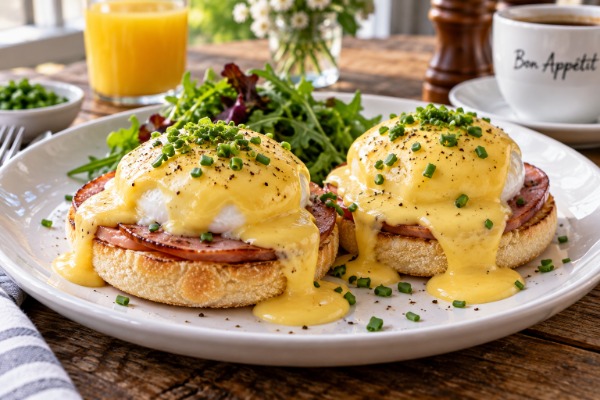 Huevos Benedictinos con salsa holandesa